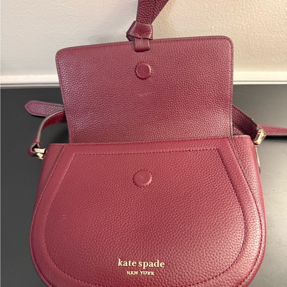kate spade Burgundy Pebbled Leather Crossbody with Knot Detail - Picture 6 of 7